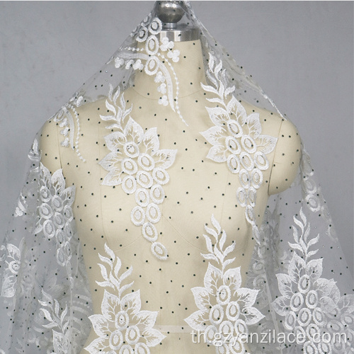 Invory Wedding Fabric ผ้าลูกไม้แอฟริกาลูกปัด